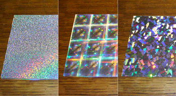 Three different hologrphic film patterns
