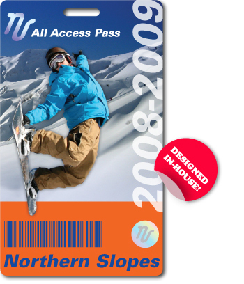 Ski Pass with printed hologram and barcode