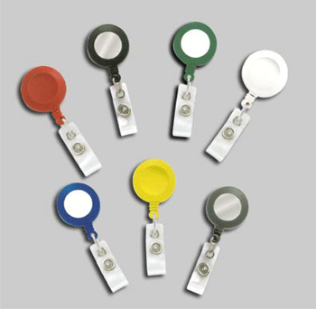 Round solid color Badge Reels (red, black, green, white, blue, yellow, gray)