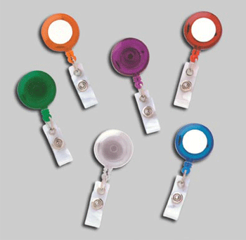 Round translucent color Badge Reels (green, orange, purple, red, white, blue)