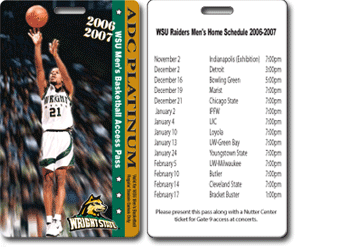 Wright State Basketball passes with team schedules on the backs.