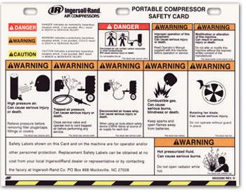 Large Instruction Sign for compressor use