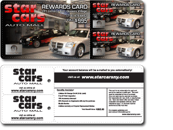 Star Cars Auto Mall loyalty card.