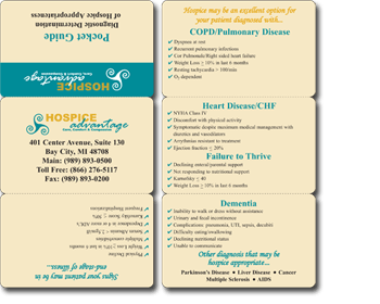 Front and back of personalized medical checklist for hospice