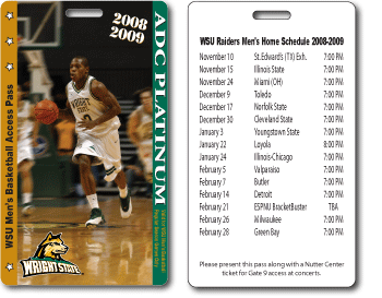 Wright State Basketball passes with team schedules on the backs.